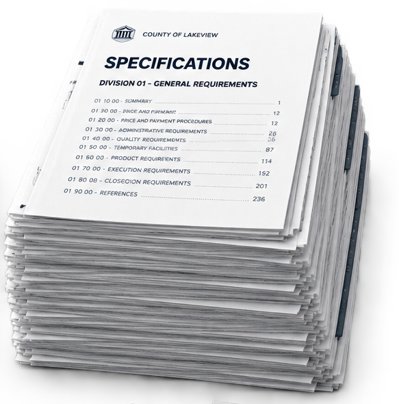 1,000-plus-page construction specification book
