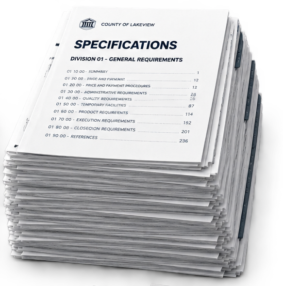 1,000-plus-page construction specification book